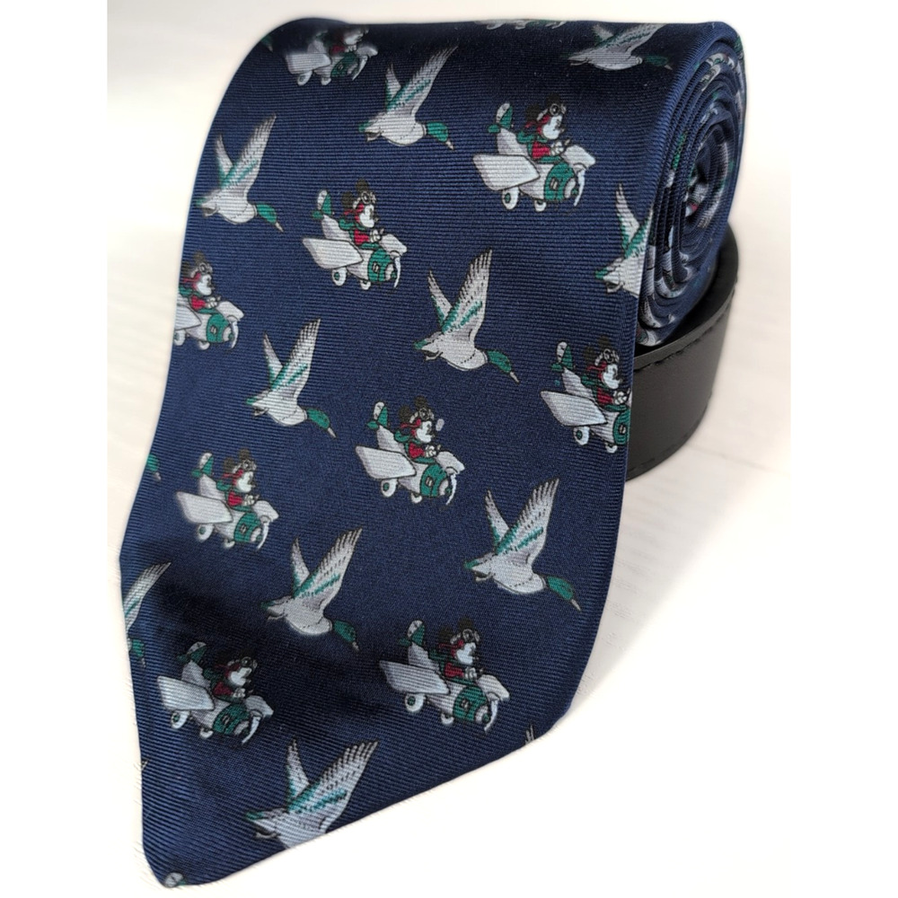 Vintage Disney Mickey Mouse Airplane Tie by Balancine 100% Silk USA 56X3.5
